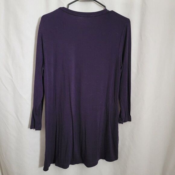 Croft & Barrow Top Dark Purple Medium flowy lace stretchy pleated Rayon classic - Picture 2 of 11